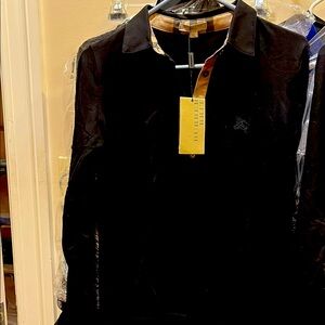 Burberry Black Polo with Check Collar